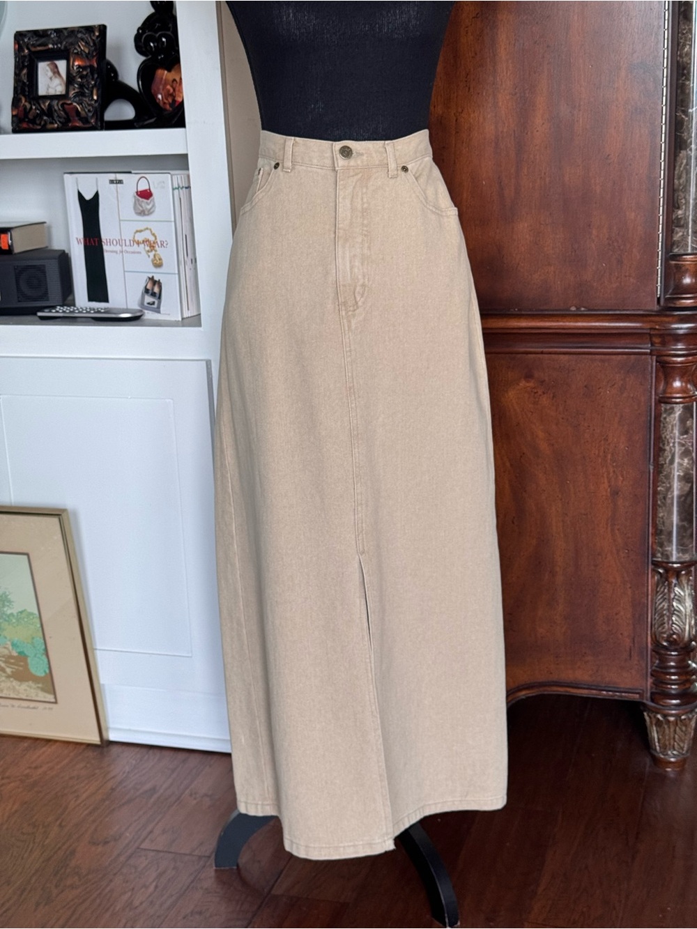 Eddie Bauer Tan Denim Long Skirt - Picture 4 of 12